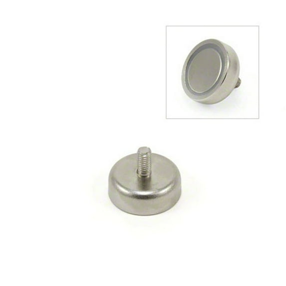 N42 Neodymium Pot Magnet with M4 Stud - 20mm dia x 7mm thick - 34.83lbs (Pack of 1)