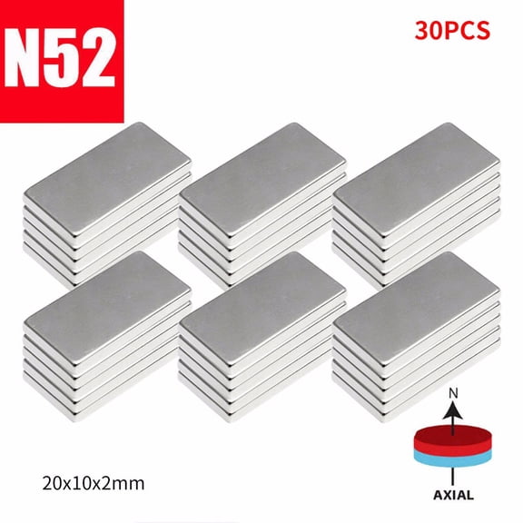 N52 Neodymium Block Magnets - 20x10x2mm Rare Earth Magnets - 30PCS Pack,Sliver