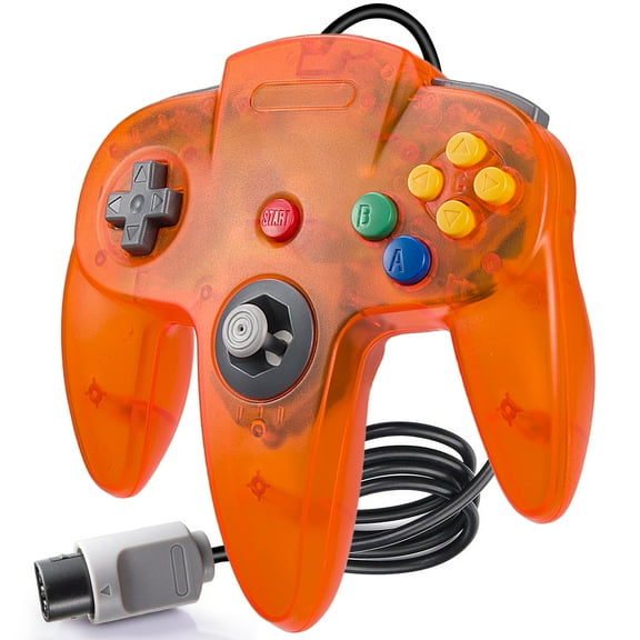 N64 Gaming Classic Controller, LUXMO Retro N64 Wired Gaming Gamepad Controller Joystick for N64 System Home Video Game Console(Clear Orange)