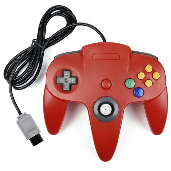 N64 Gaming Classic Controller, Luxmo Retro N64 Wired Gaming Gamepad Controller Joystick for N64 System Home Video Game Console(Red)