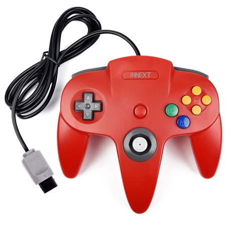 N64 Gaming Classic Controller, iNNEXT Retro N64 Wired Gaming Gamepad Controller Joystick for N64 System Home Video Game Console(Red)