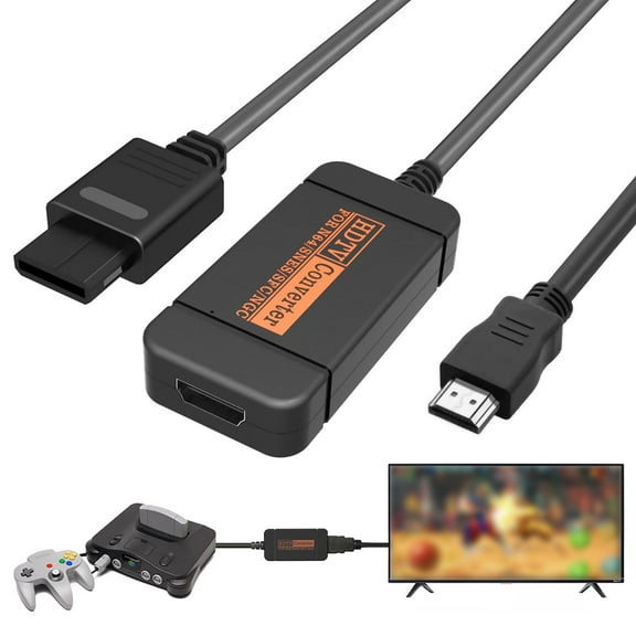 Game Console HDMI Adapter Converter with Cable for N64/Gamecube/SNES-Black