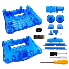 N64 Shell Cover Replacement for Nintendo 64 Console Full Housing Case Clear Blue
