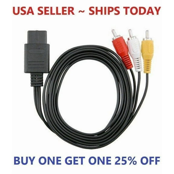 N64 Snes Gamecube 6Ft Rca Av Tv Audio Video Stereo Cable Cord For Nintendo64 Us