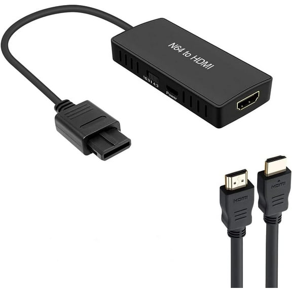 N64 To HD Converter Adapter Support 16:9/ 4:3 Conversion, HD Link Cable for N64 /SNES /NGC/ SFCPlug and Play