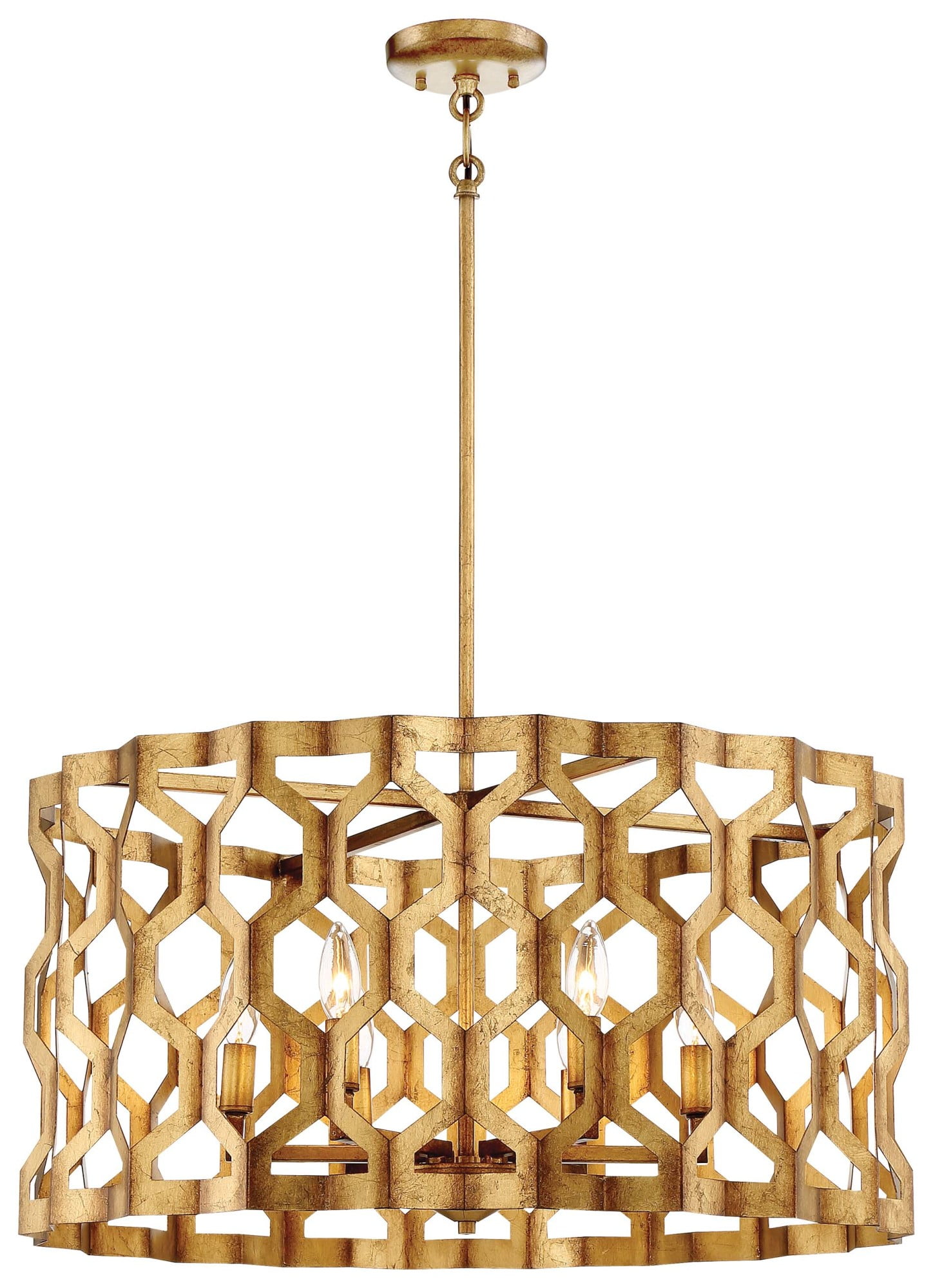 Metropolitan Coronade 6-Light Pandora Gold Leaf Drum Chandelier