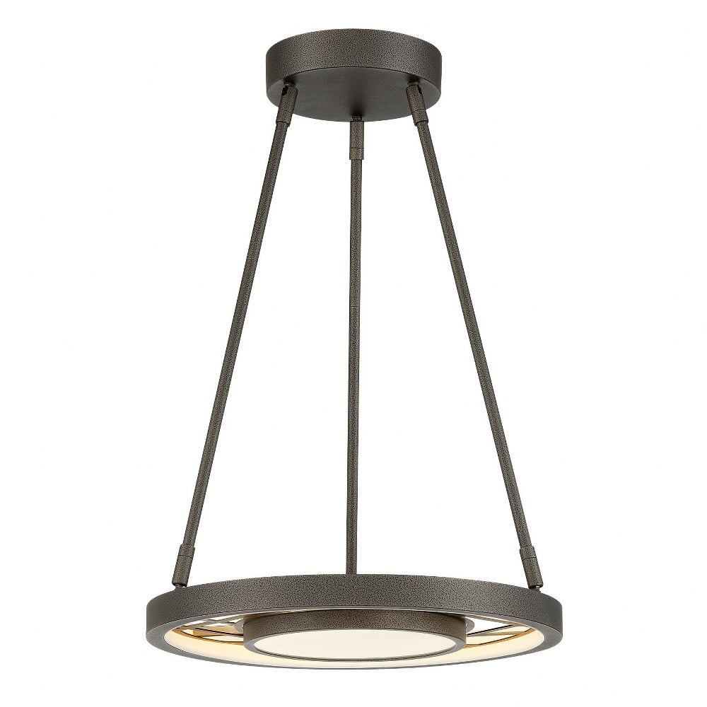 Tribeca Smoked Iron and Soft Brass 1-Light LED Drum Pendant