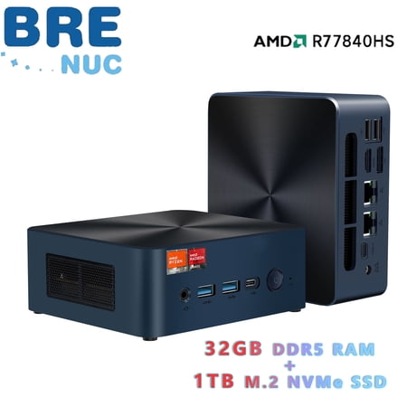 BRENUC N7P R7 Mini PC: AMD Ryzen 7 7840HS, 32GB RAM, 1TB SSD, Dual 2.5G LAN, USB4 & 4K Triple Display