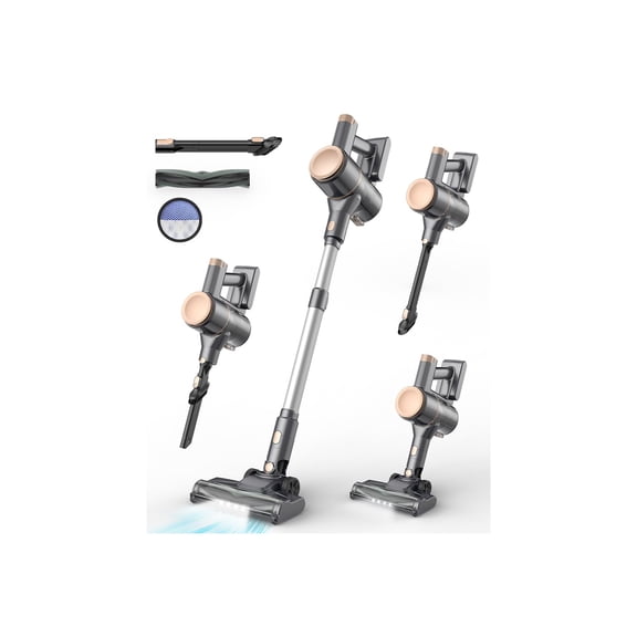 N8 Cordless Vacuum Cleaner,Lightweight Stick Vacuum with Powerful Suction,2200mAh Battery, 40 Mins Runtime,Self-Standing,Rechargeable Vacuum Cleaners for Home Hardwood Floor Carpet Pet Hair (Honey)