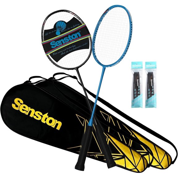 N80 Badminton Rackets Set - Full Carbon Fiber 5U Lightweight Racquets with Anti-Slip Grip & 2 Carry Bags, Outdoor/Backyard Sports for Adults, Teens, Family Games