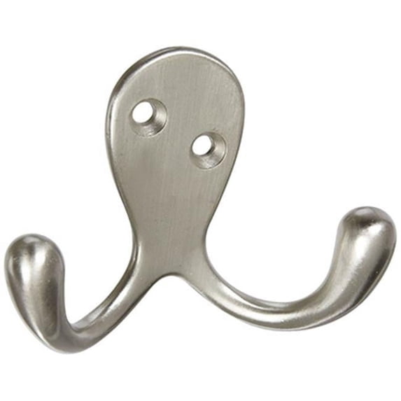 N830-152 Satin Nickel Double Prong Robe Hook