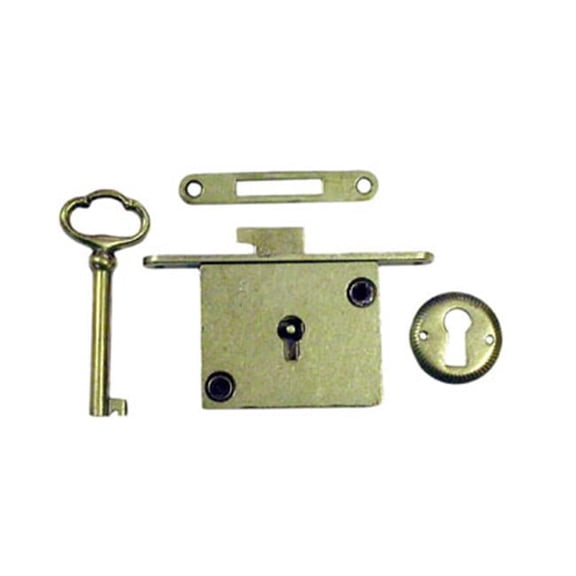 N8384 Chest Lock - Bright Brass - Full Mortise - Durable Hook Bolt Design