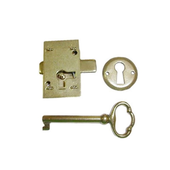 N8826 Drawer Lock - Bright Brass - Key 03 - Surface Mount - Deadbolt Design