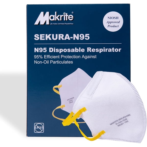 N95 Foldable Particulate Respirator Mask, NIOSH Certified, M/L Size (Box of 40 Masks)