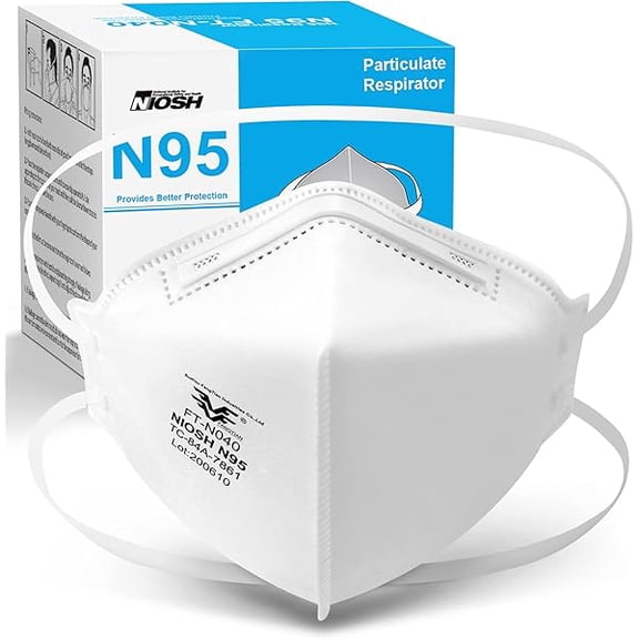 N95 Mask 20 Pack NIOSH Certified Respiratory Particulate Filtering Face Mask Personal Protective Use Comfortable Protection Box of 20 Face Masks