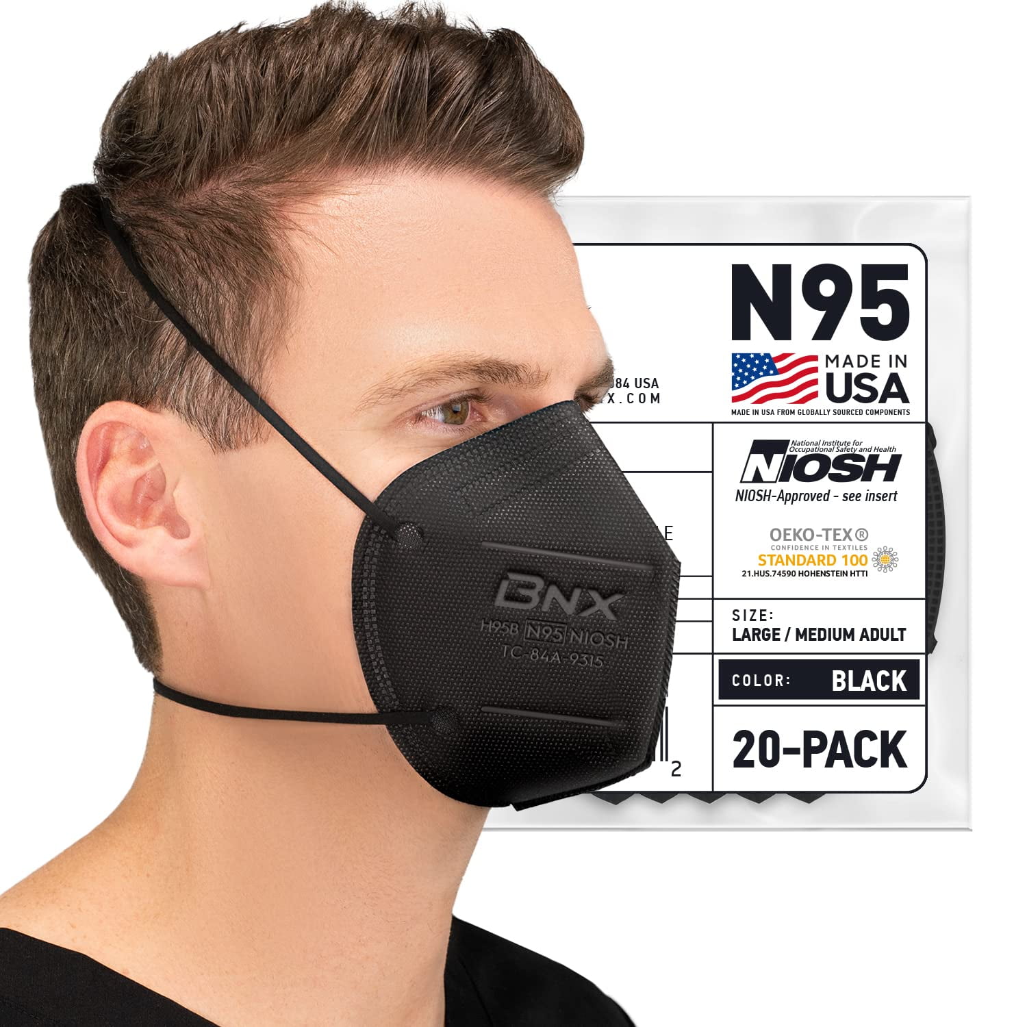 N95 Mask Black NIOSH Certified MADE IN Particulate Respirator