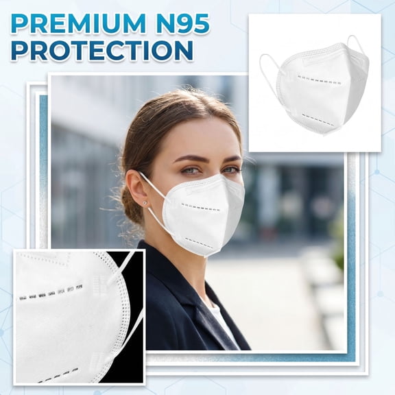 N95 Masks for Student White Face Mask 10 Pack Disposable N95 Respirator Mask for Personal Protection Daily Outdoor Use
