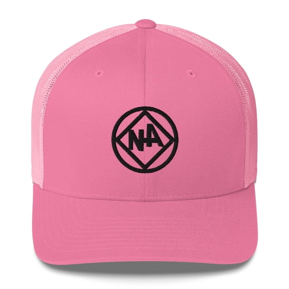 NA Black Circle Diamond Logo Clean Sober 12-step Recovery Rehab Support Gifts Retro Mesh Hat (Pink)