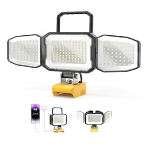 Portable LED Work Light Compatible with DeWalt 20V Lithium Batteries Suitable for Construction Sites, Auto Repair, and Outdoor Emergency Lighting