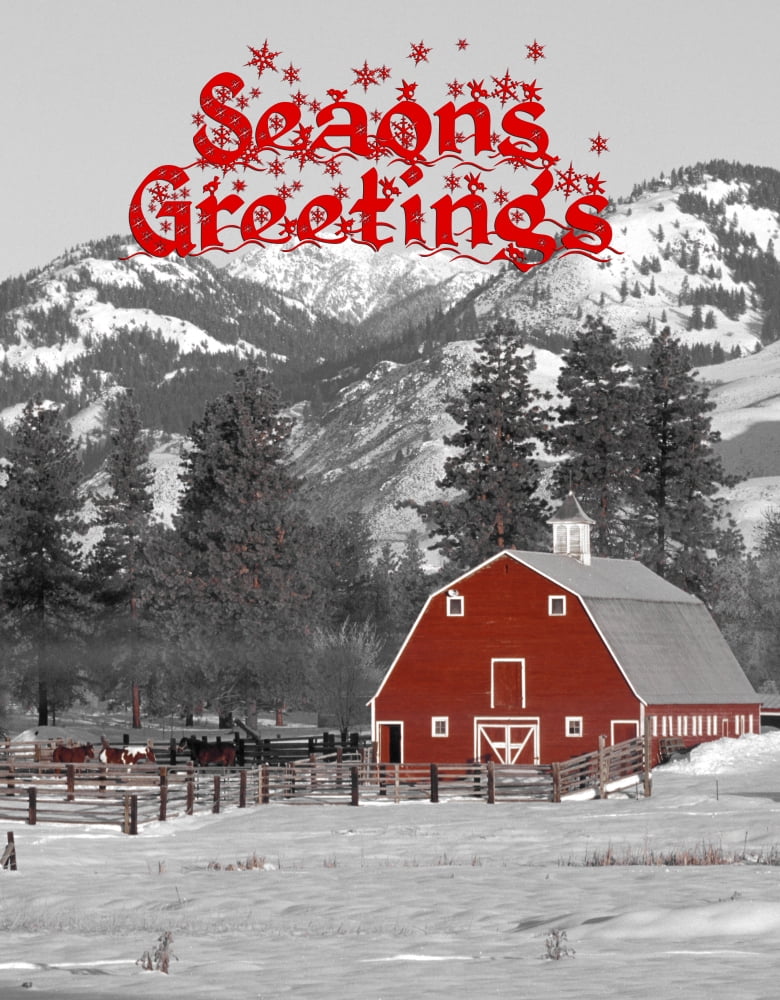 NA USA Washington Methow Valley near Winthrop Red barns in winter Canvas Art - Darrell Gulin Danita Delimont (22 x 28)