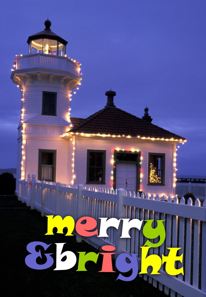 NA USA Washington Mukilteo Mukilteo Lighthouse with Christmas Lights Canvas Art - Jamie & Judy Wild Danita Delimont (11 x 16)