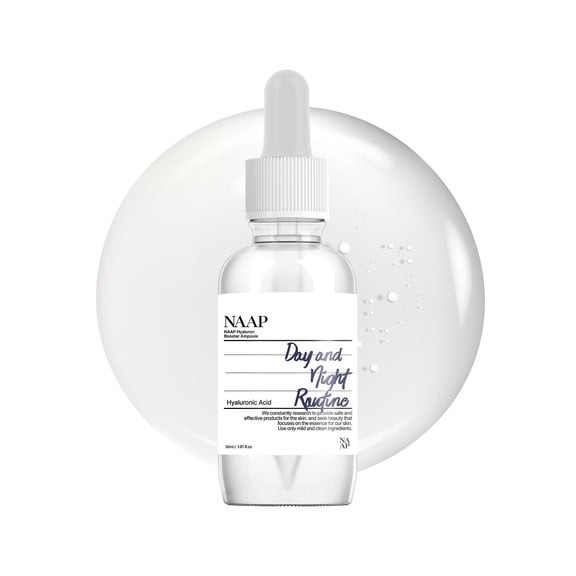 NAAP Hyaluron Booster Ampoule, 30ml / 1.01 fl. oz | Hyaluronic Acid, Plant-derived ingredients, Moist & fresh & lightweight ampoule texture, Korean Skin Care