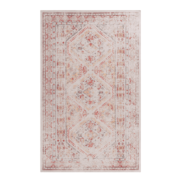 NAAR MAVAL 2' X 3' Beige Area Rug, Washable Rug, LowPile, NonSlip