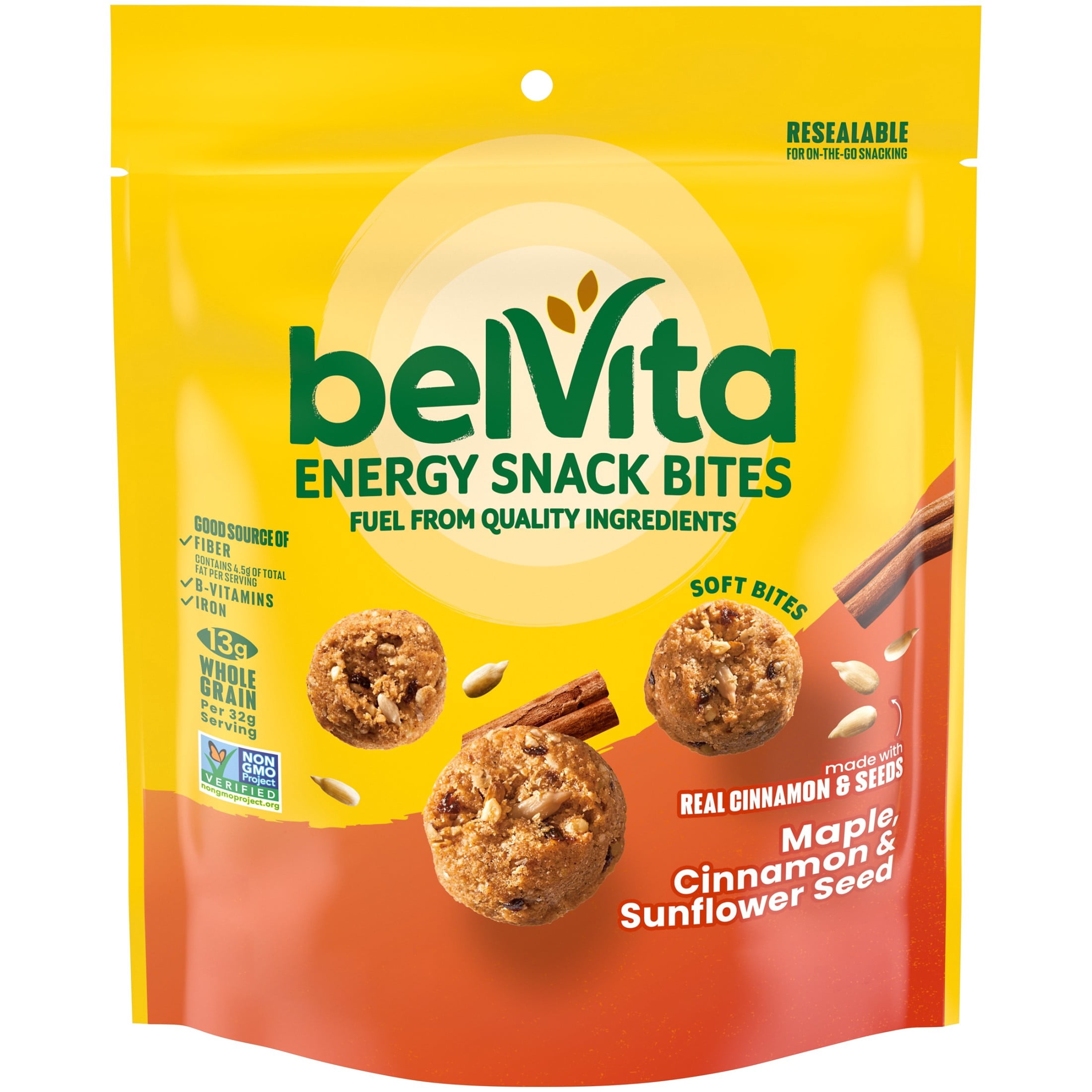 belVita Energy Snack Bites, Maple, Cinnamon and Sunflower Seed, 5 oz Bag