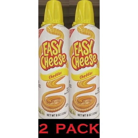 NABISCO Easy Cheese Cheddar Flavor Squeeze Can Pasteurized Cheese 2 Cans 8 oz