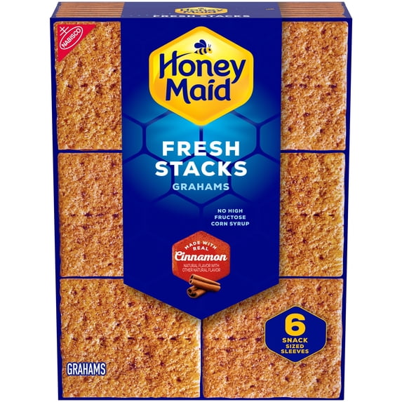 HONEY MAID Fresh Stacks Cinnamon Graham Crackers, Travel Snacks, 12.2 oz (6 Multi Snack Packs)