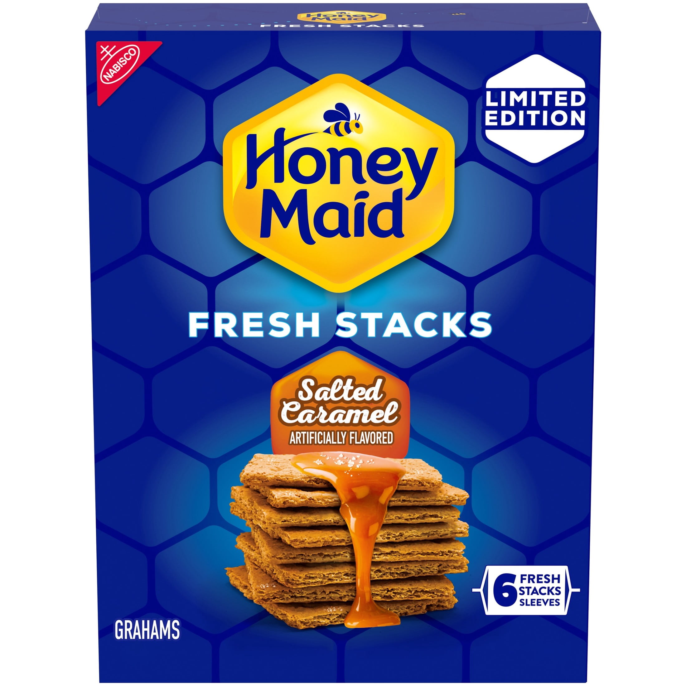 HONEY MAID Fresh Stacks Salted Caramel Graham Crackers, Travel Snacks, 12.2 oz (6 Multi Snack Packs)