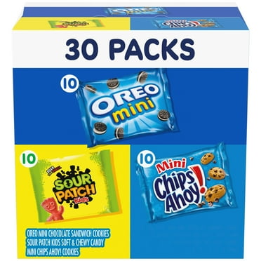 Nabisco Cookies & Candy Variety Pack, SOUR PATCH KIDS, OREO and CHIPS AHOY!, 30 Snack Packs