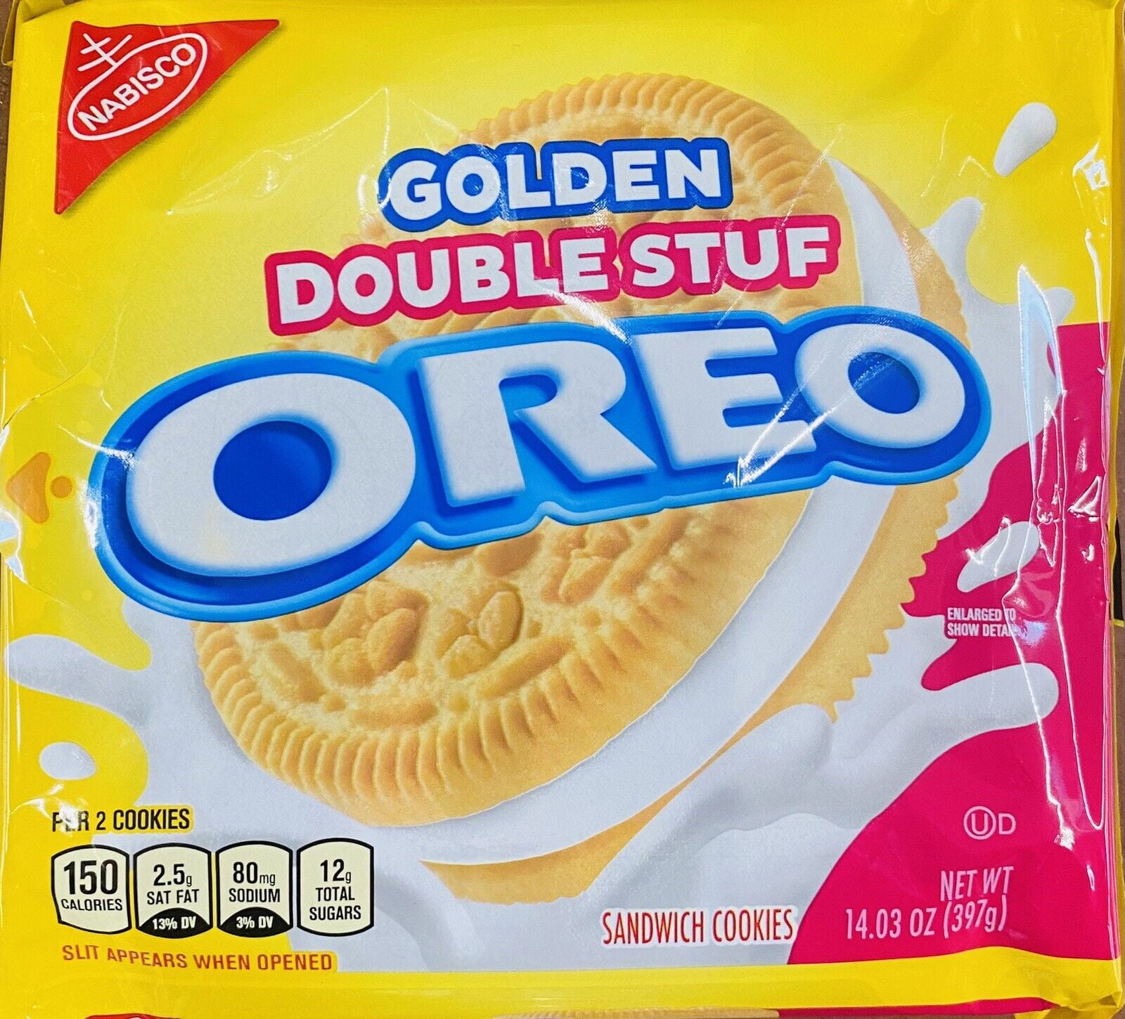 NABISCO OREO GOLDEN DOUBLE STUF Vanilla Creme Sandwich Cookies 14.03 oz