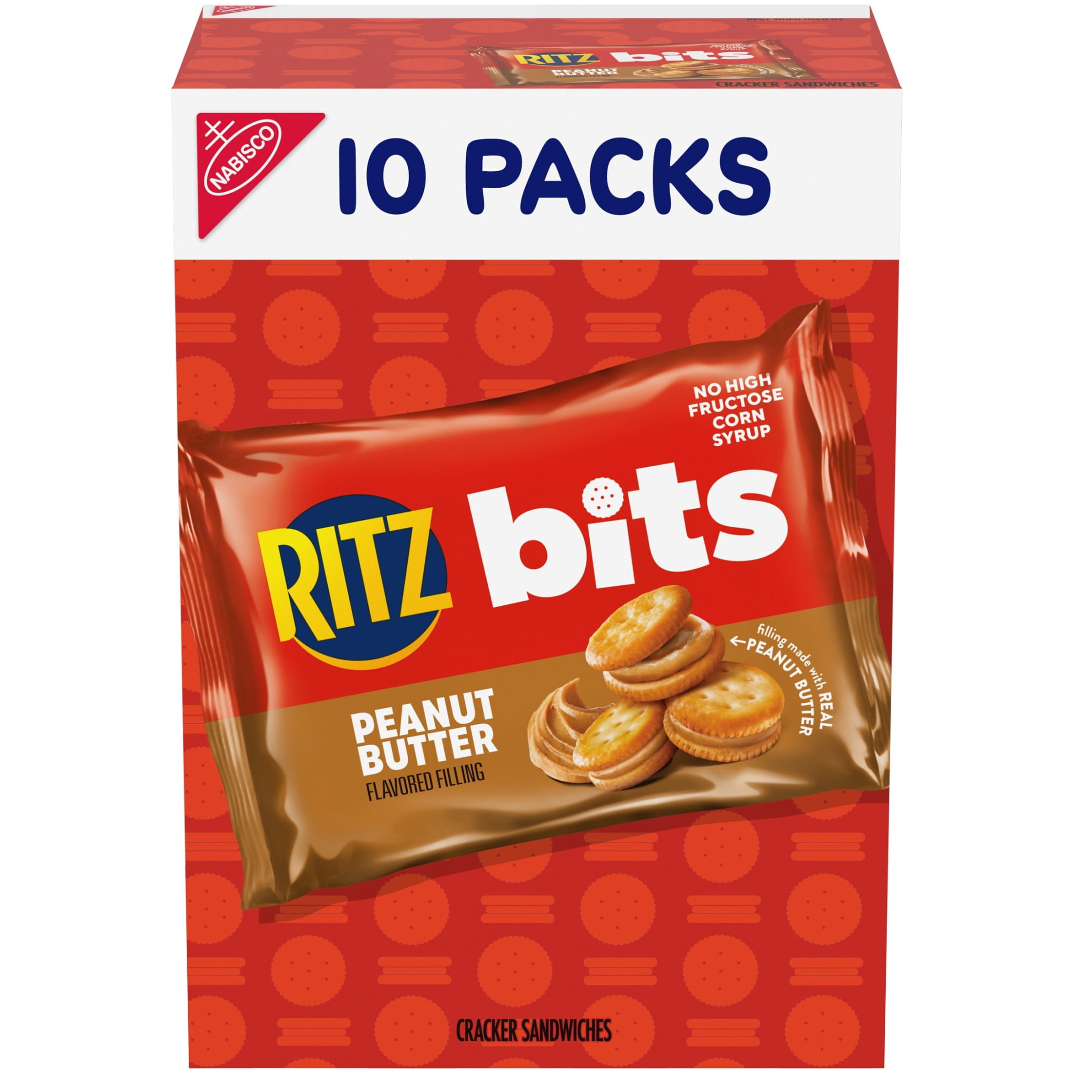 RITZ Bits Peanut Butter Sandwich Crackers, Lunch Snacks, 10 Snack