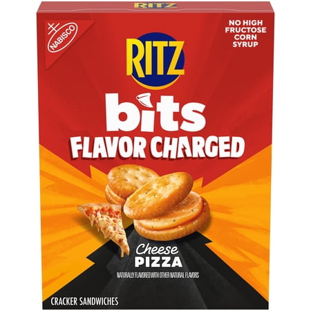 RITZ Bits Flavor Charged Cheese Pizza Sandwich Crackers, Lunch Snacks, 8.8 oz