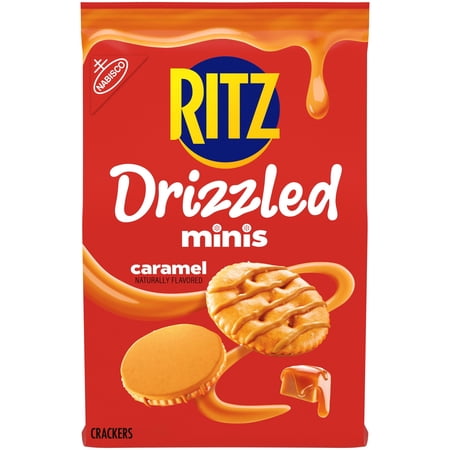RITZ Drizzled Minis Caramel Crackers, Snacks for Kids and Adults, Party Snacks, 8 oz