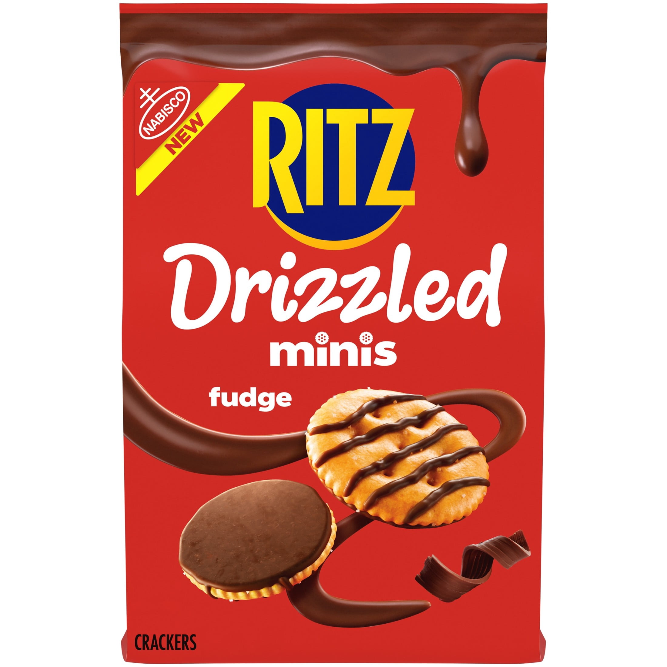 RITZ Drizzled Minis Fudge Crackers, Snacks for Kids and Adults
