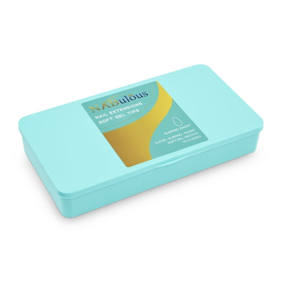 NABulous Clear Almond Short Soft Gel T Nail Tips - 600 Pieces | Full Cover & Pre-Shaped Tips (Almond Short)