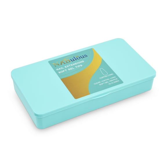 NABulous Clear Coffin Long Soft Gel T Nail Tips - 600 Pieces | Full Cover & Pre-Shaped Tips (Coffin Long)