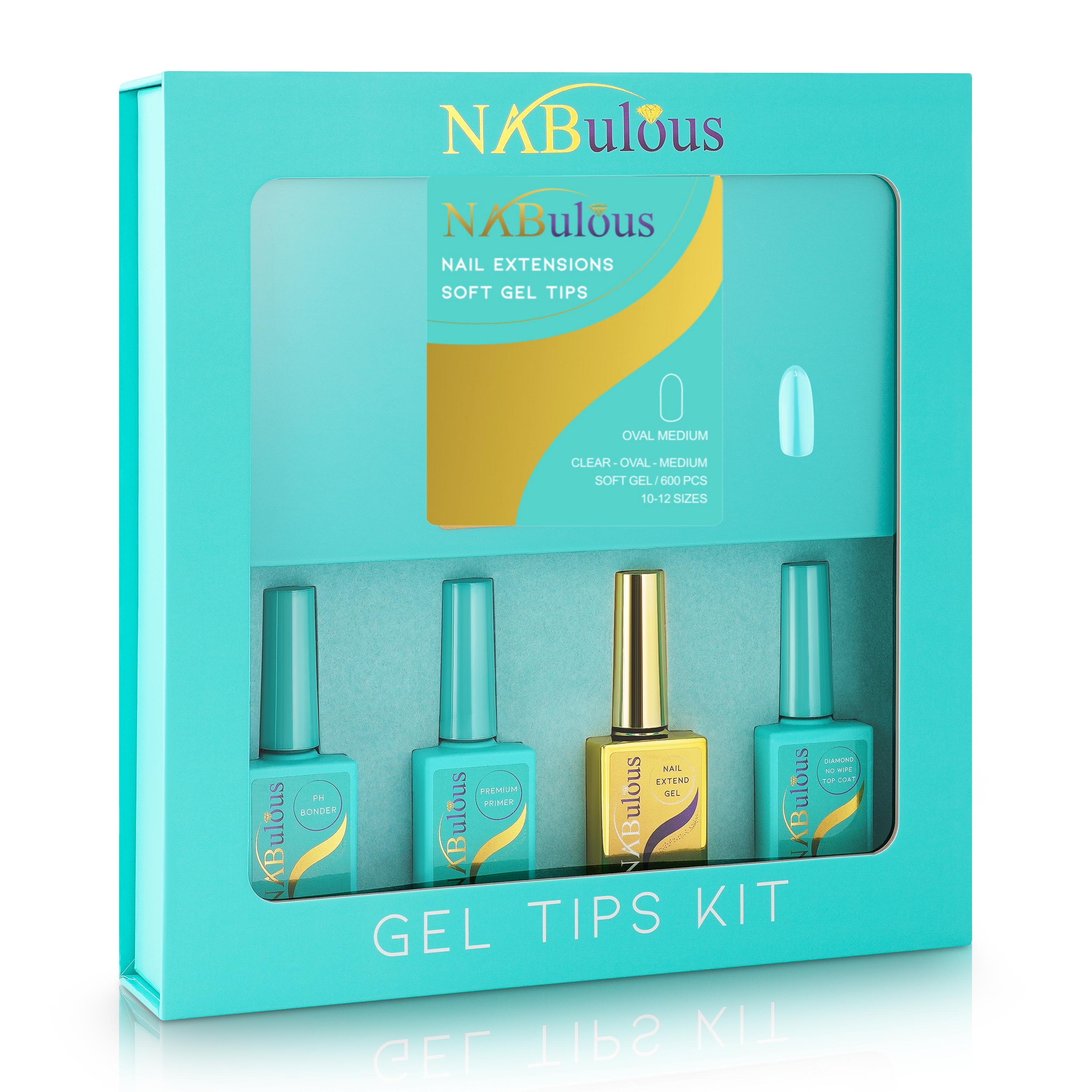 NABulous™ Clear Round Medium Soft Gel Nail Starter Kit | Professional Nail Kit | Medium Length Full Cover Nail Tips | DIY Manicure Essentials (Round Medium)