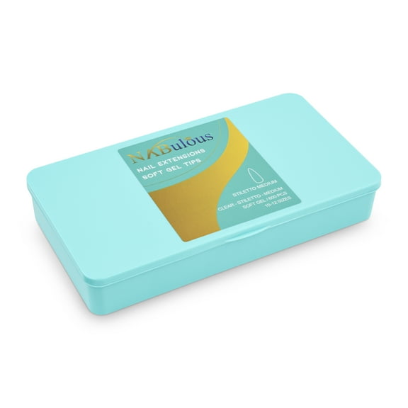 NABulous Clear Stiletto Medium Soft Gel T Nail Tips - 600 Pieces | Full Cover & Pre-Shaped Tips (Stiletto Medium)