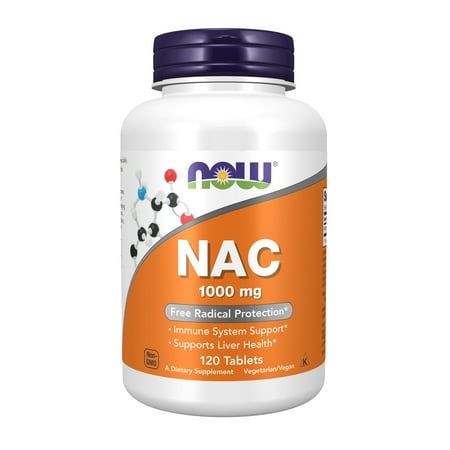 NOW Supplements, NAC (N-Acetyl-Cysteine) 1,000 mg, Free Radical Protection*, 120 Tablets