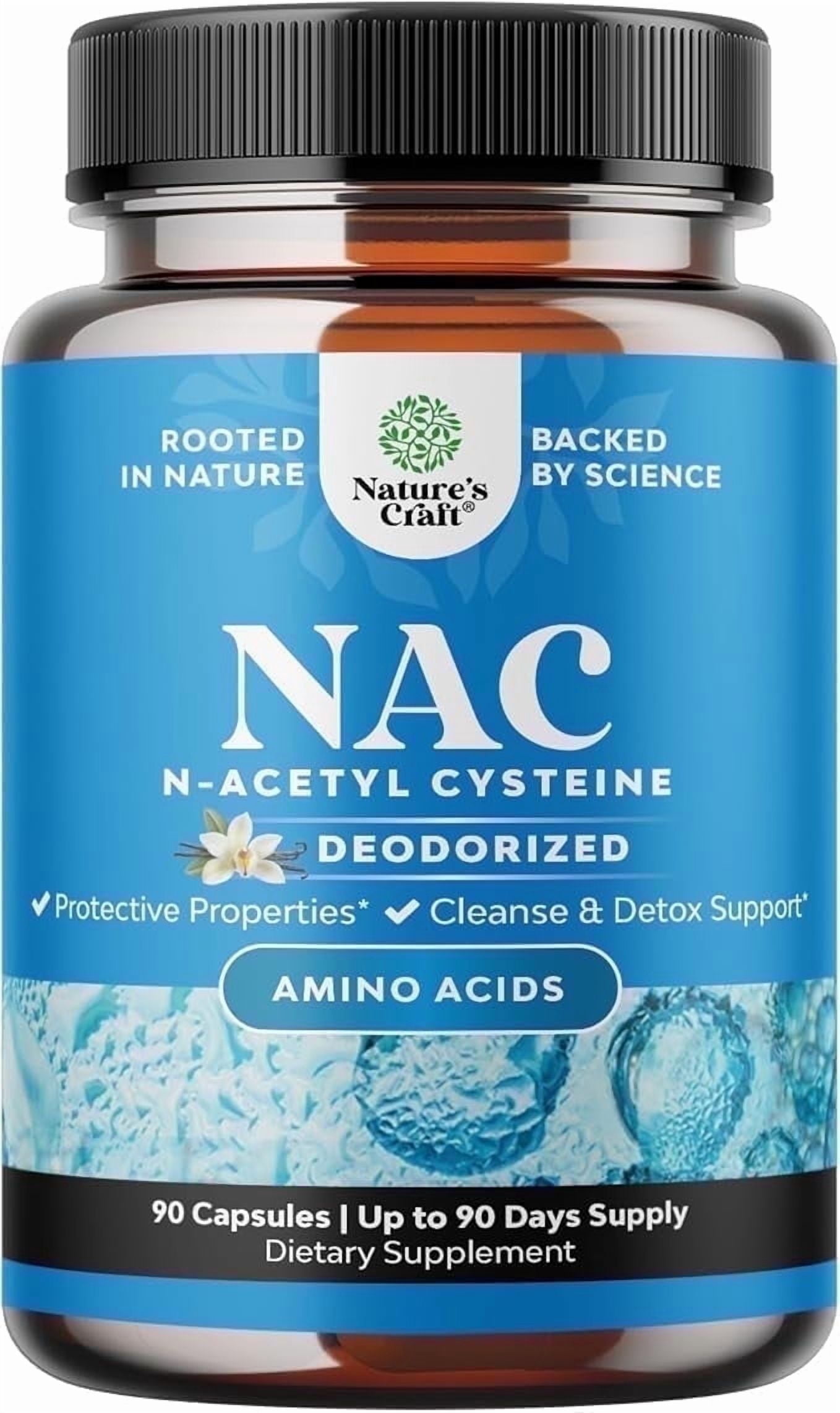 Natures Craft Vanilla NAC Supplement, N Acetyl Cysteine Amino Acid Capsules for Lung and Liver Support, 90 Ct