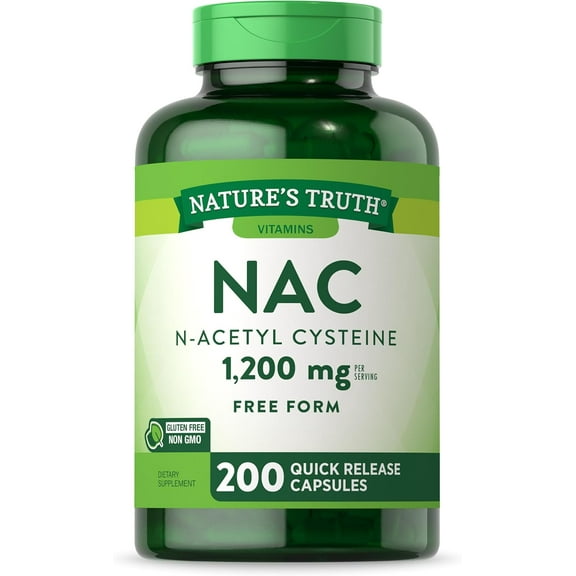 NAC Supplement | N-Acetyl Cysteine | 1,200mg | 200 Capsules | Free Form Amino Acid | by Nature's Truth