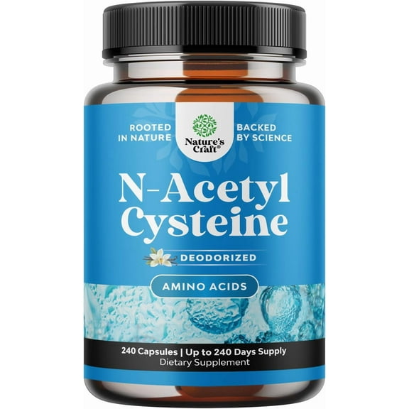 Natures Craft 600mg N-Acetyl Cysteine NAC Supplement for Liver, Lung & Immune Support, 240 Ct