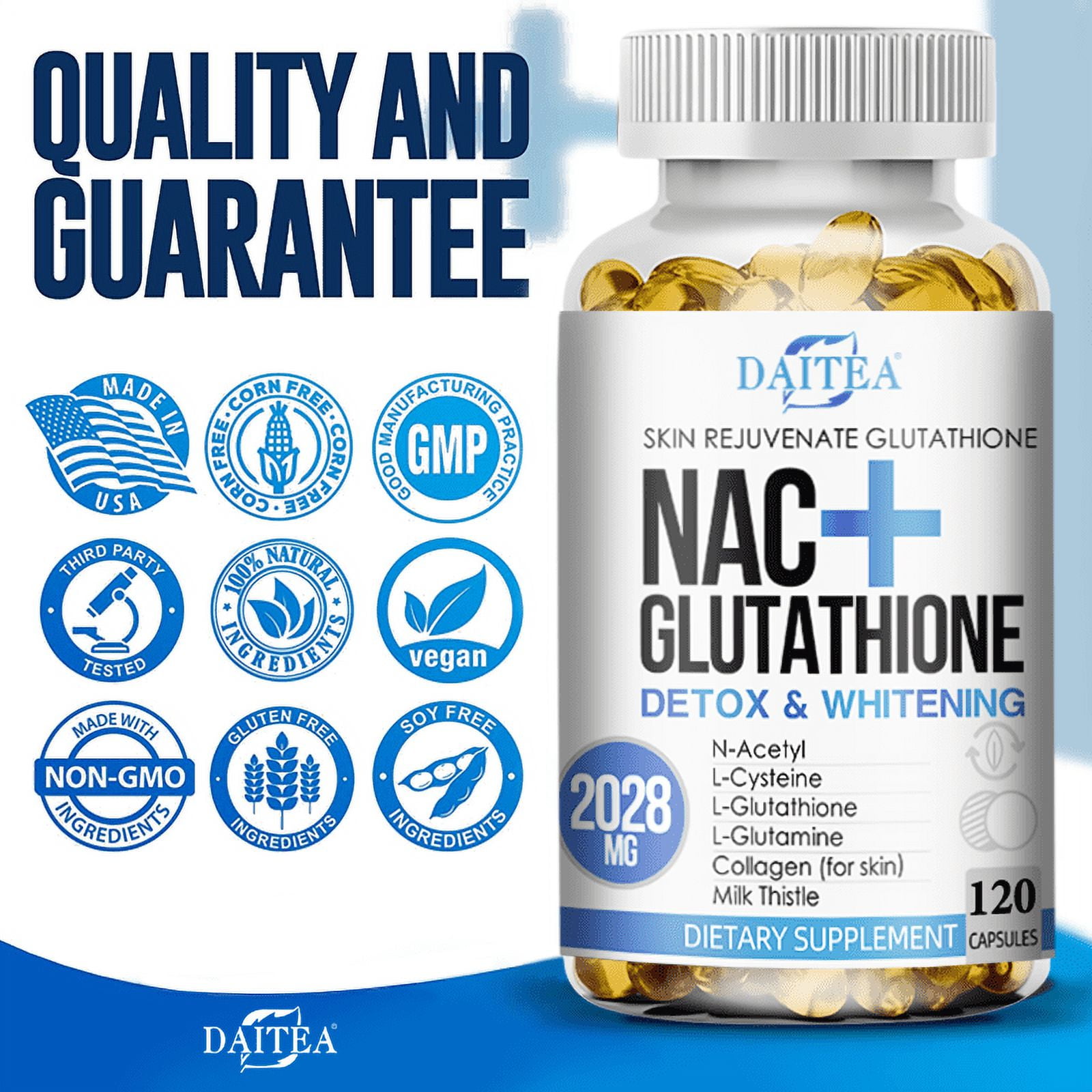 NAC Supplement NAcetyl Cysteine Plus LGlutathione Intracellular