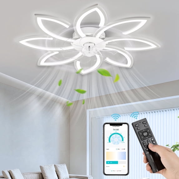 NACATIN White Reversible Ceiling Fan with Remote Control