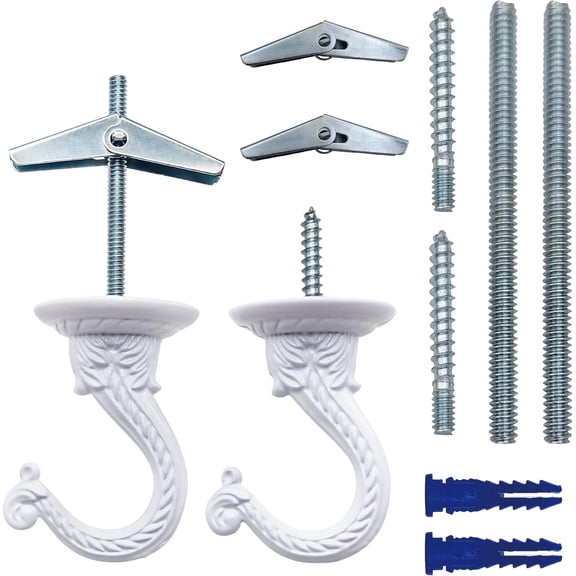 NACETURE E Style Ceiling Hooks – 2 Pack Plant Hangers for Indoor/Outdoor, White