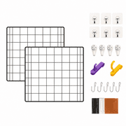 NACETURE Grid Wall Panels 2 Pack   12x12 Heavy Duty Wall Organizer Mesh Panels with Hooks