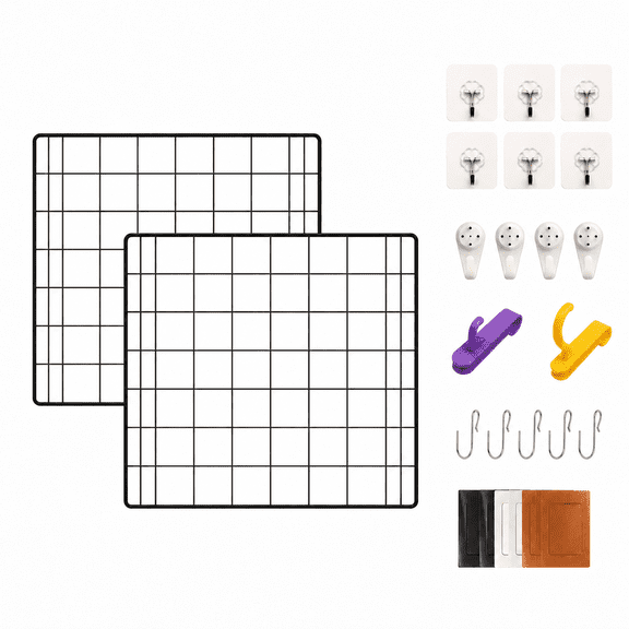NACETURE Grid Wall Panels 2 Pack – 12x12 Heavy Duty Wall Organizer Mesh Panels with Hooks